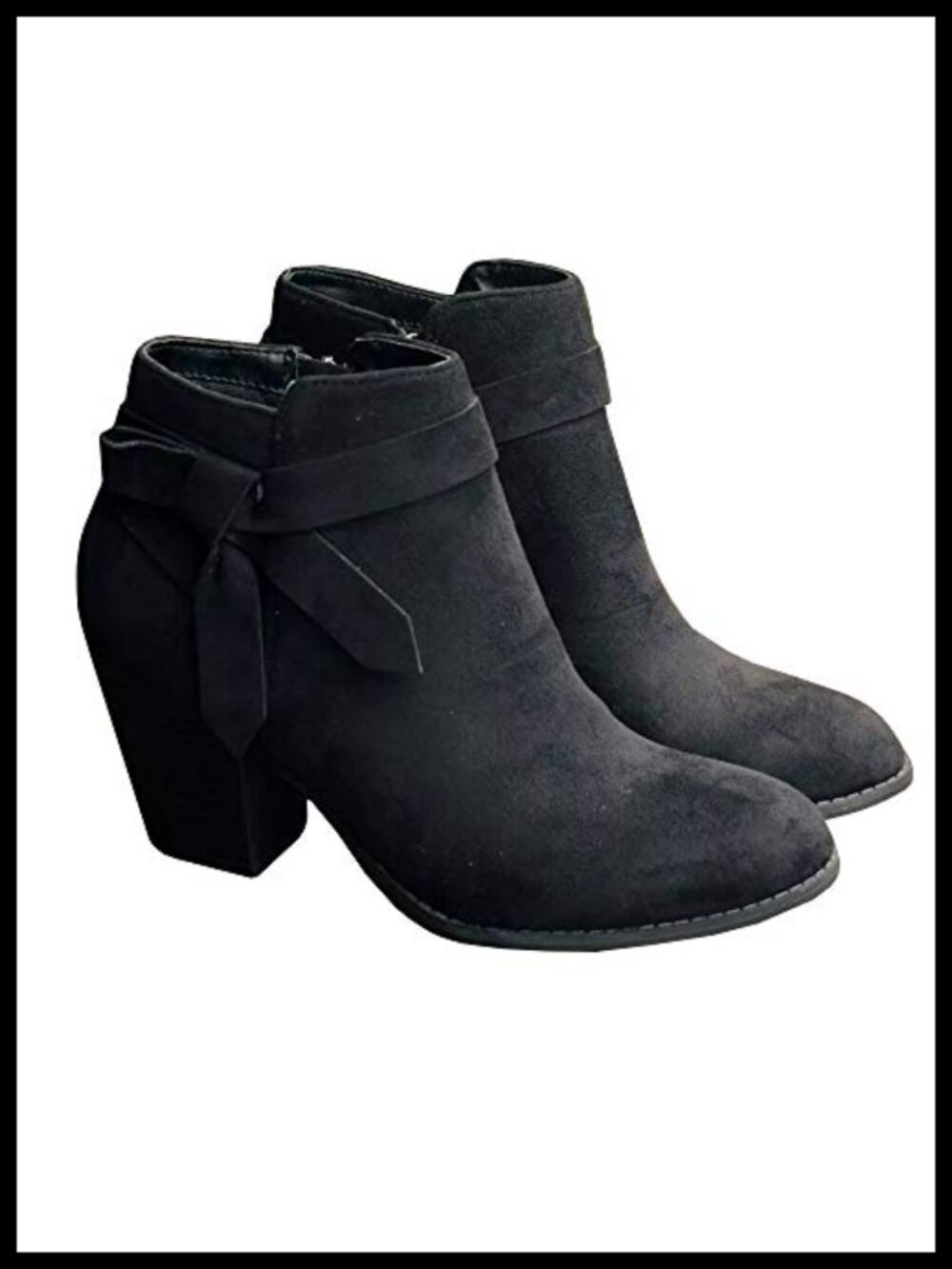 Faux Suede Chelsea Ankle Boots with Tie Knot Stacked Heel
